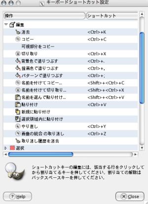 Mac Cafe Gimpショートカットキー